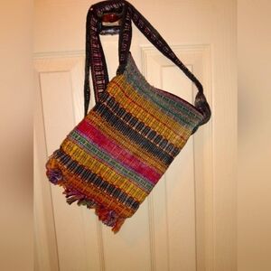 Striped Fabric Crossbody Purse